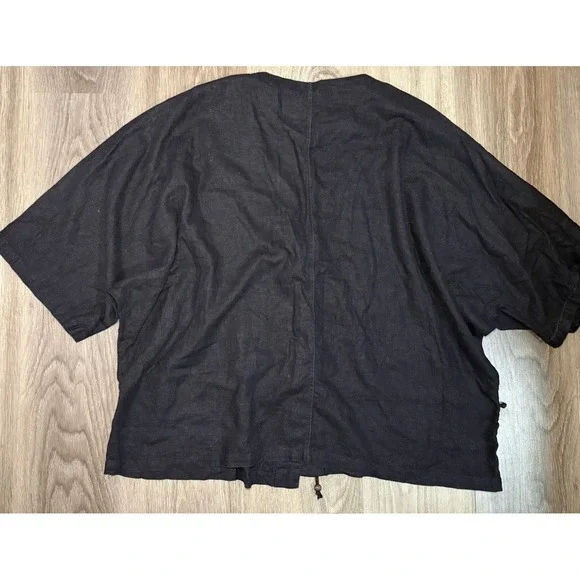 Tara Vao Artsy Linen Blend Shirt Wooden Buttons BOHO Ethnic Gypsy Earthy Size 6 - Picture 7 of 9